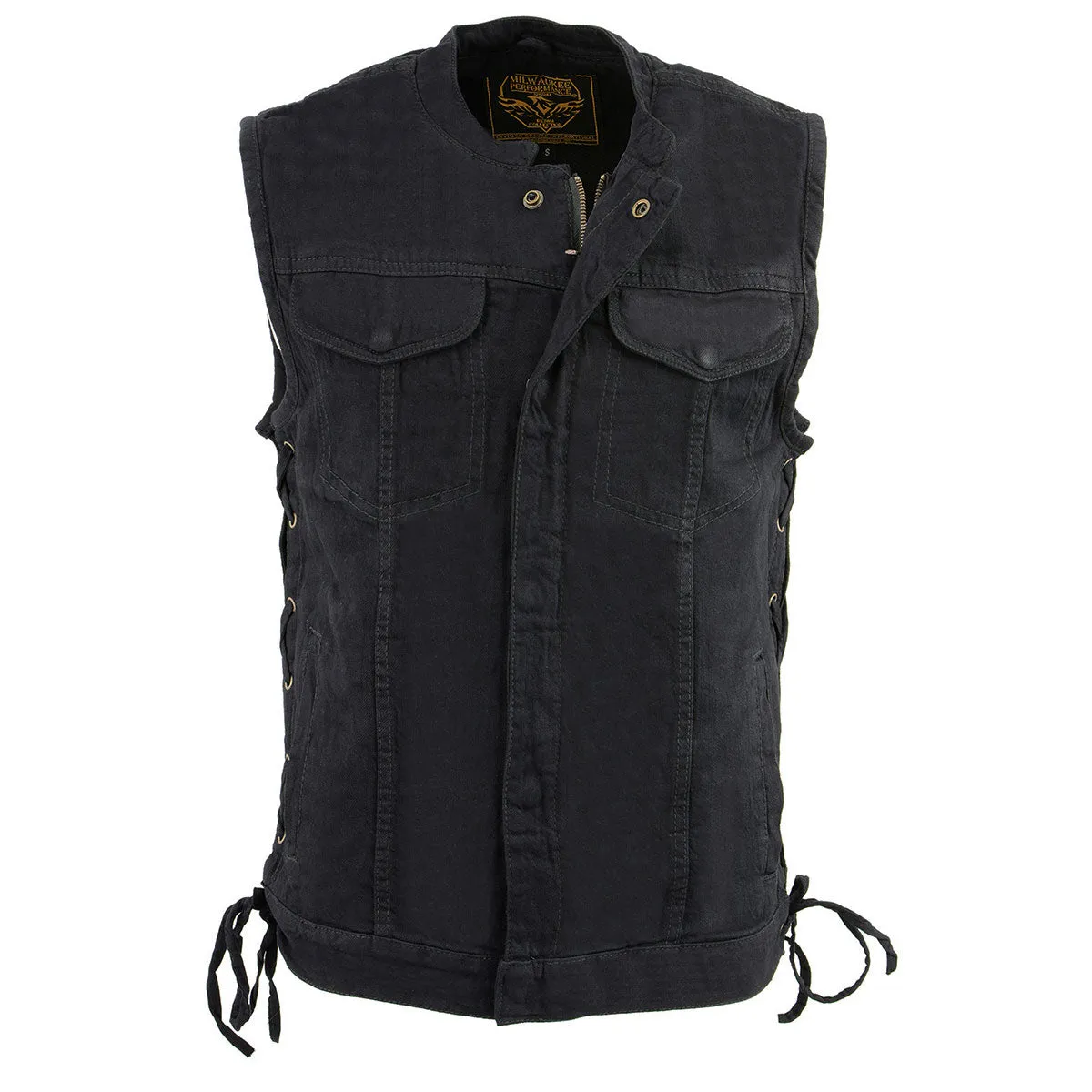Milwaukee Leather MDM3002 Men's ‘Covert’ Black Denim Club Style Vest