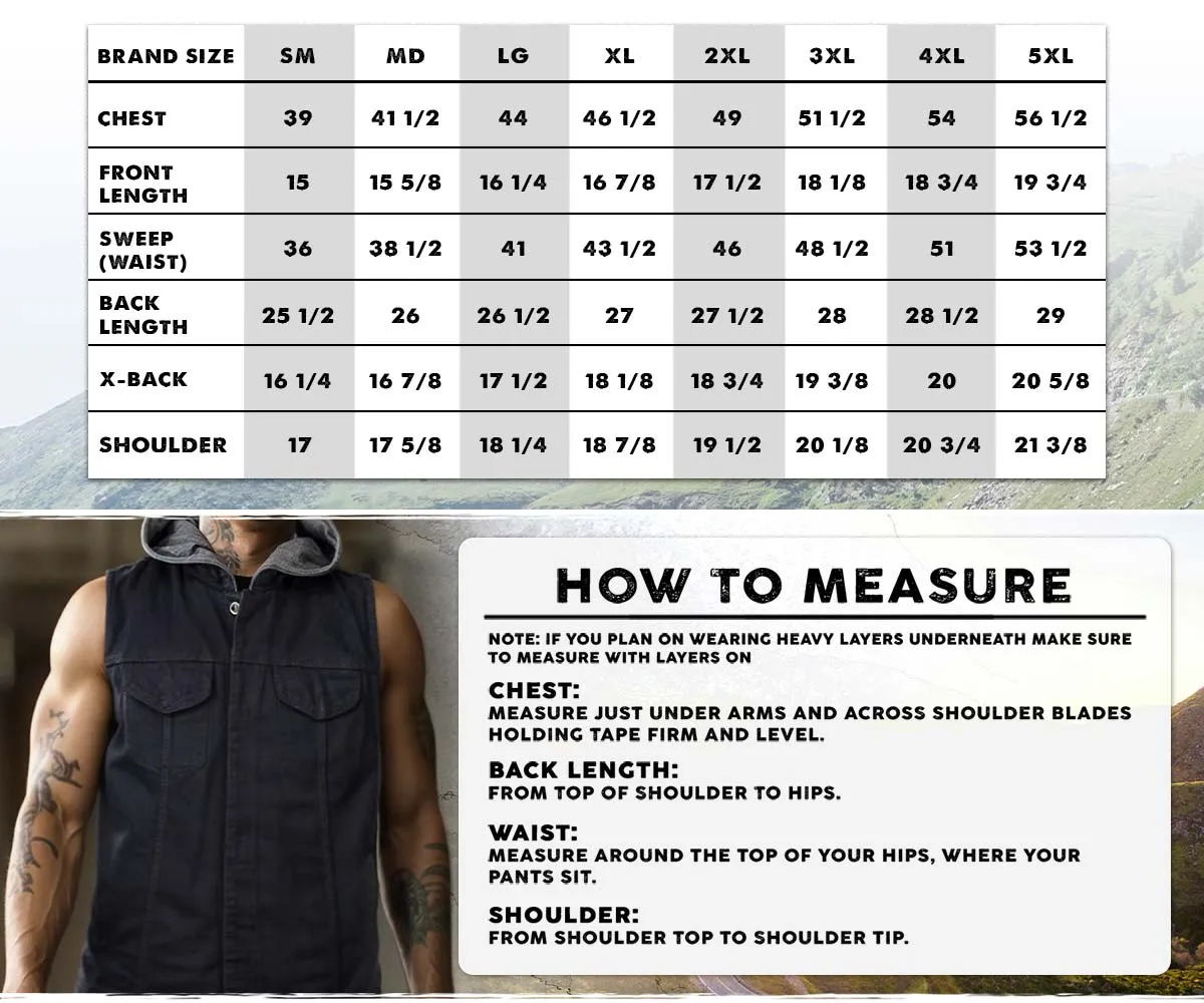 Milwaukee Leather MDM3015 Men's 'Rustic' Black Denim Motorcycle Riding