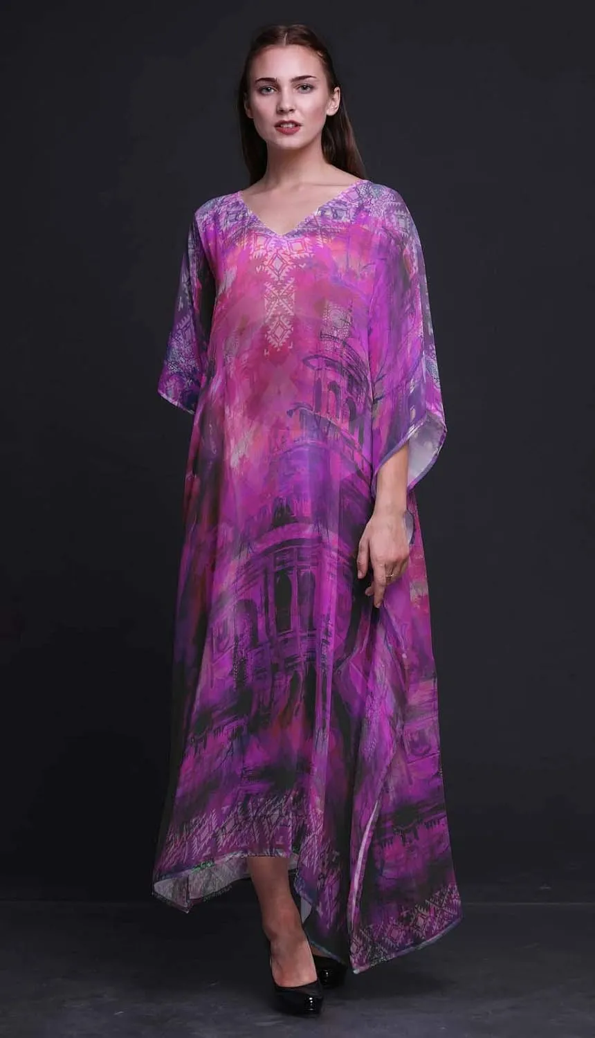Mughal Monuments Beach Kaftan Bikini Cover up Women Maxi Dress Long Caftan