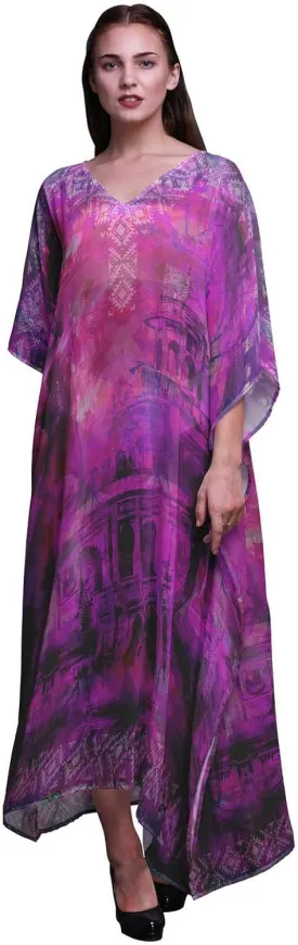 Mughal Monuments Beach Kaftan Bikini Cover up Women Maxi Dress Long Caftan
