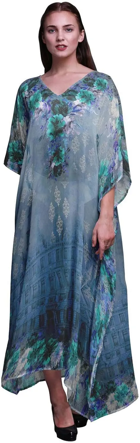 Mughal Monuments Beach Kaftan Bikini Cover up Women Maxi Dress Long Caftan