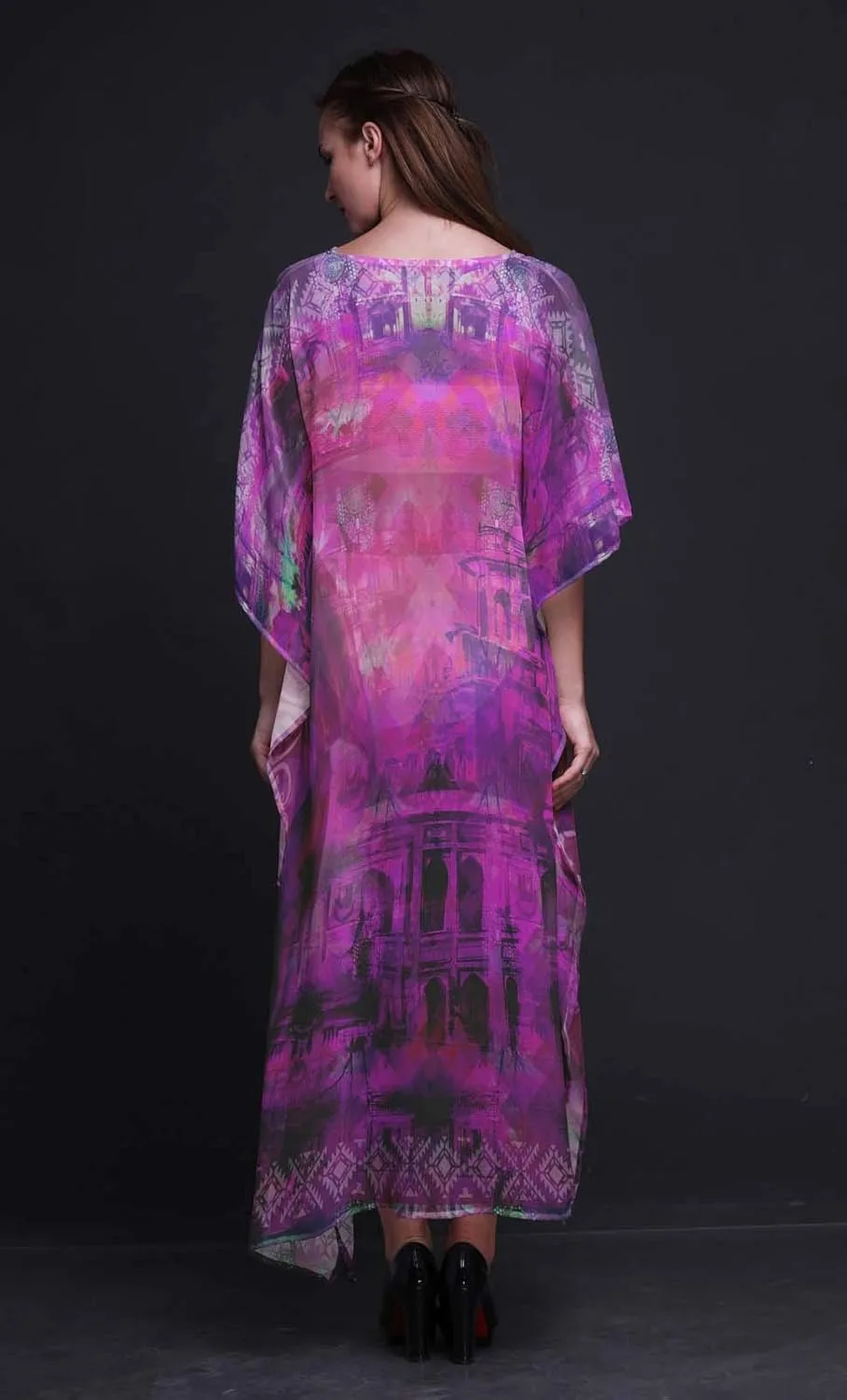Mughal Monuments Beach Kaftan Bikini Cover up Women Maxi Dress Long Caftan