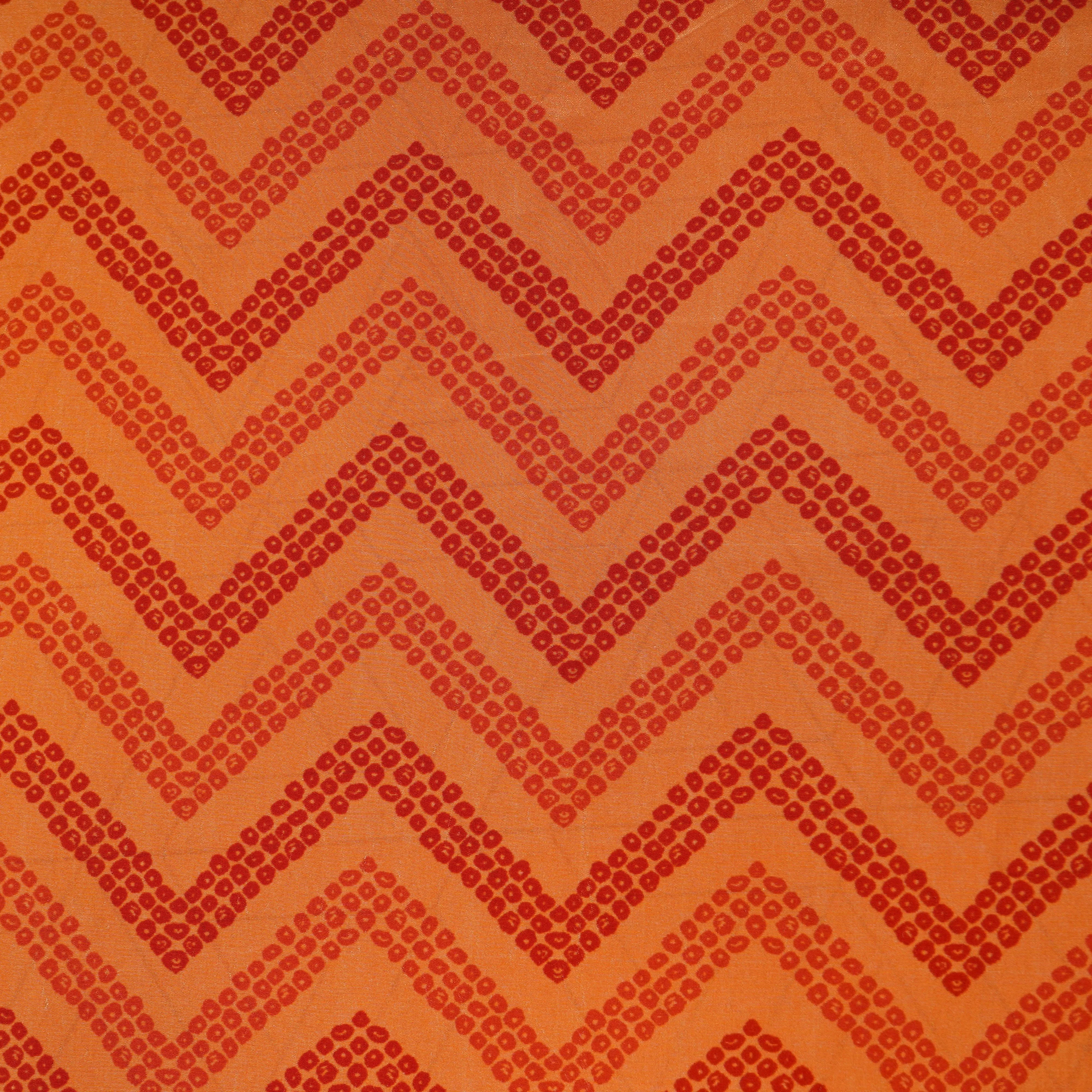 Orange Shevron Bandhani Print Crepe Fabric 18139