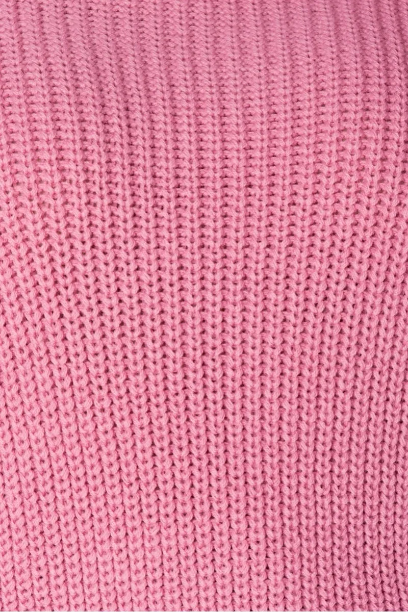Pink Turtle Neck Rib Knit Jumper