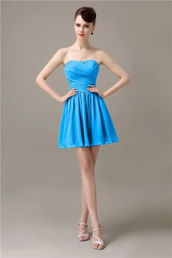 Popular Chiffon A-line Sweetheart Mini Bridesmaid Dresses