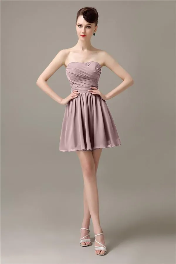 Popular Chiffon A-line Sweetheart Mini Bridesmaid Dresses