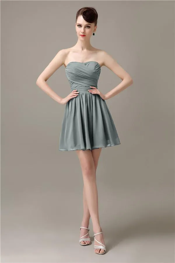 Popular Chiffon A-line Sweetheart Mini Bridesmaid Dresses