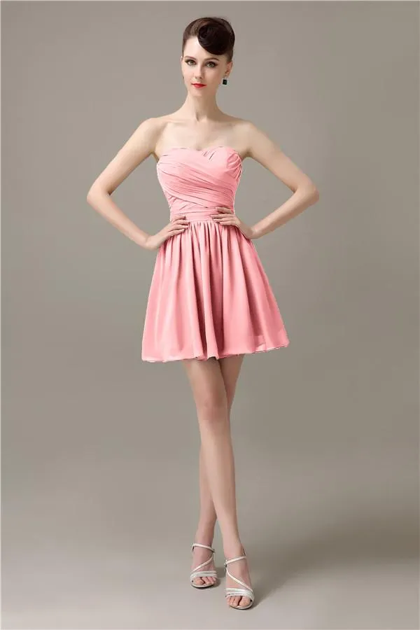 Popular Chiffon A-line Sweetheart Mini Bridesmaid Dresses