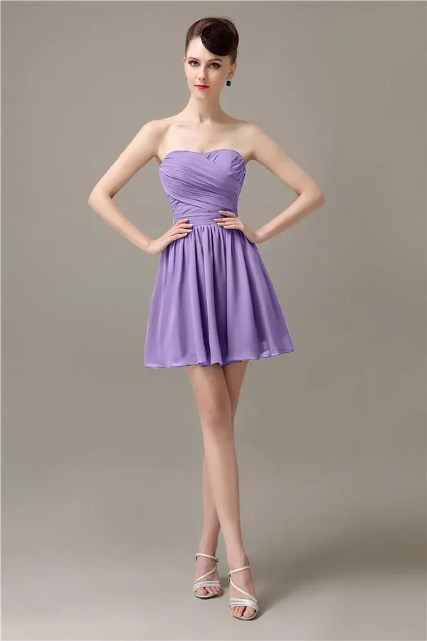 Popular Chiffon A-line Sweetheart Mini Bridesmaid Dresses
