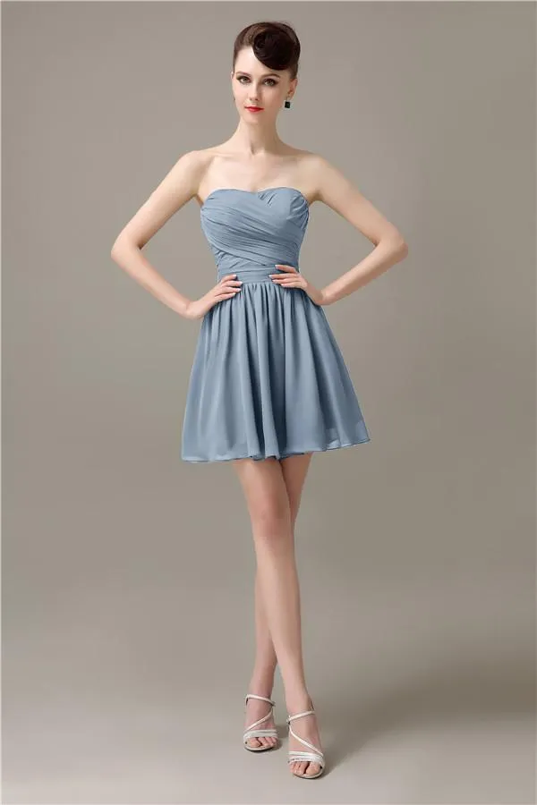 Popular Chiffon A-line Sweetheart Mini Bridesmaid Dresses