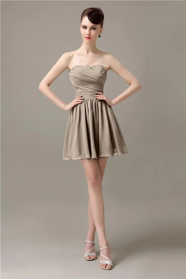 Popular Chiffon A-line Sweetheart Mini Bridesmaid Dresses
