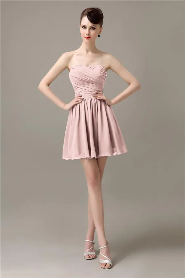 Popular Chiffon A-line Sweetheart Mini Bridesmaid Dresses