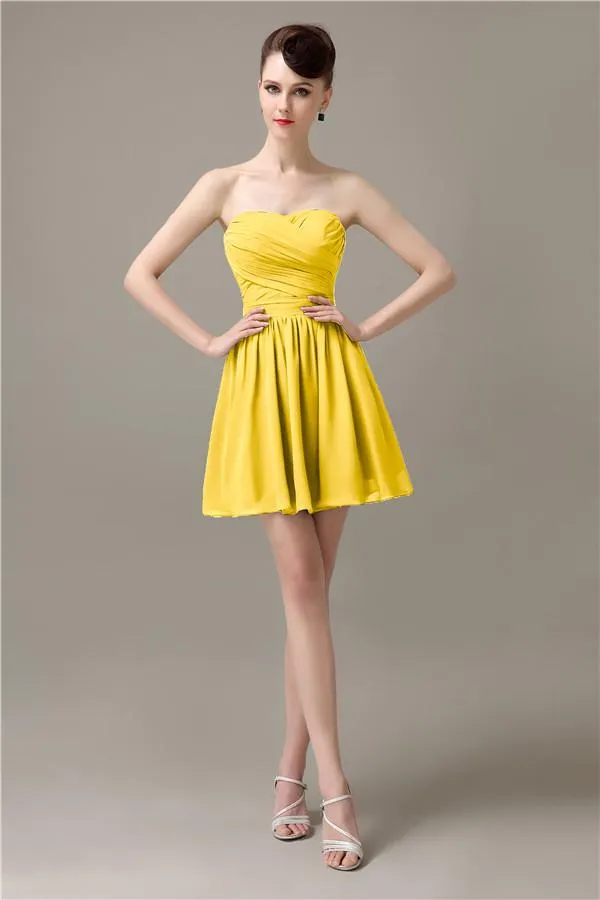Popular Chiffon A-line Sweetheart Mini Bridesmaid Dresses