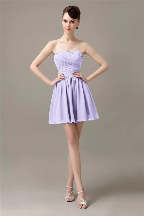 Popular Chiffon A-line Sweetheart Mini Bridesmaid Dresses