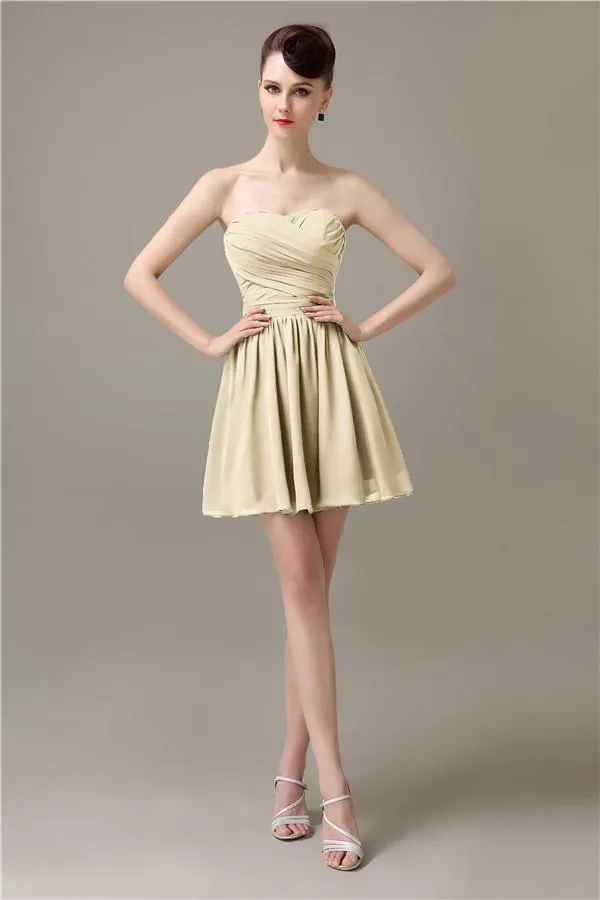 Popular Chiffon A-line Sweetheart Mini Bridesmaid Dresses