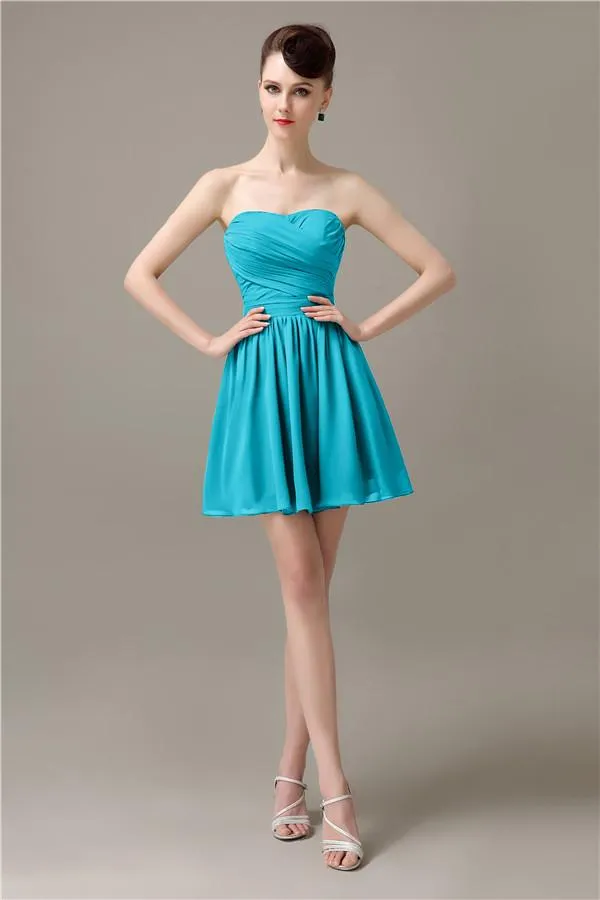 Popular Chiffon A-line Sweetheart Mini Bridesmaid Dresses