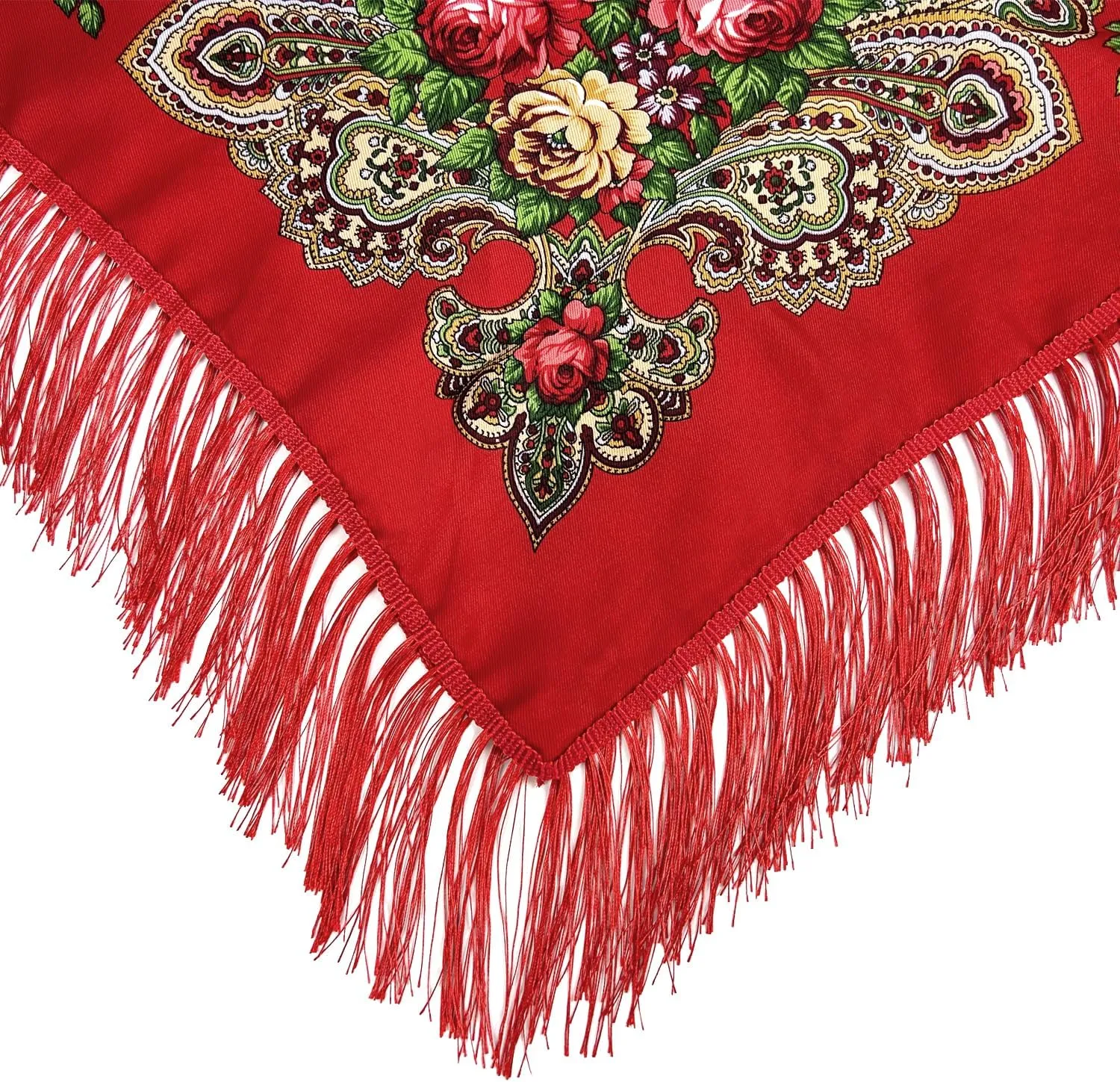Russian Style Muffler Warm Scarf with Tassel Women's Traditional Scarf Wrap Shawl Fringes Printing Cape