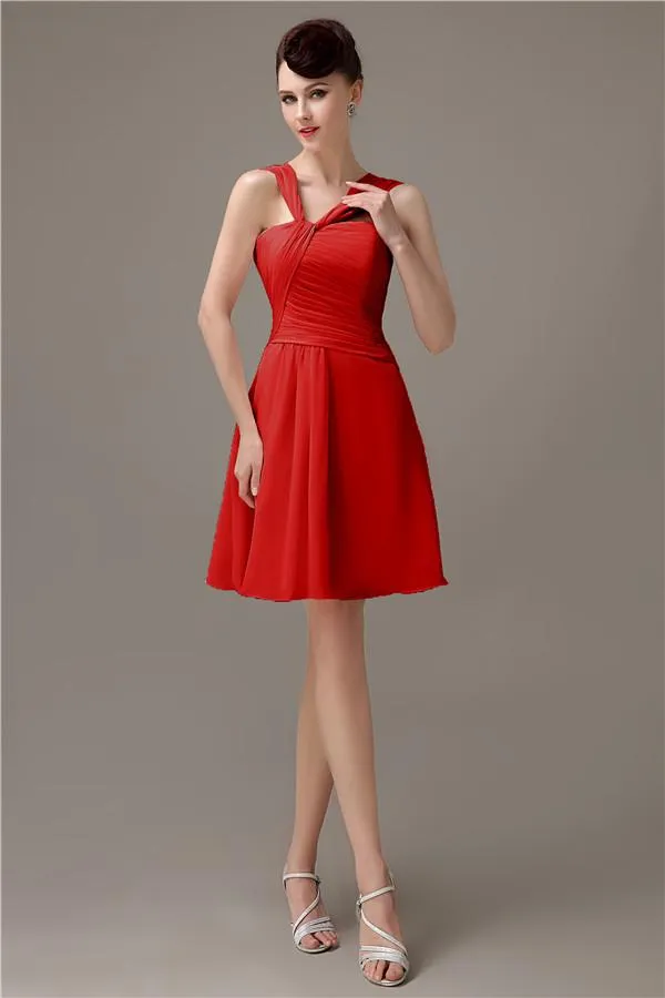 Simple A-line Knee-length Chiffon Bridesmaid Dresses