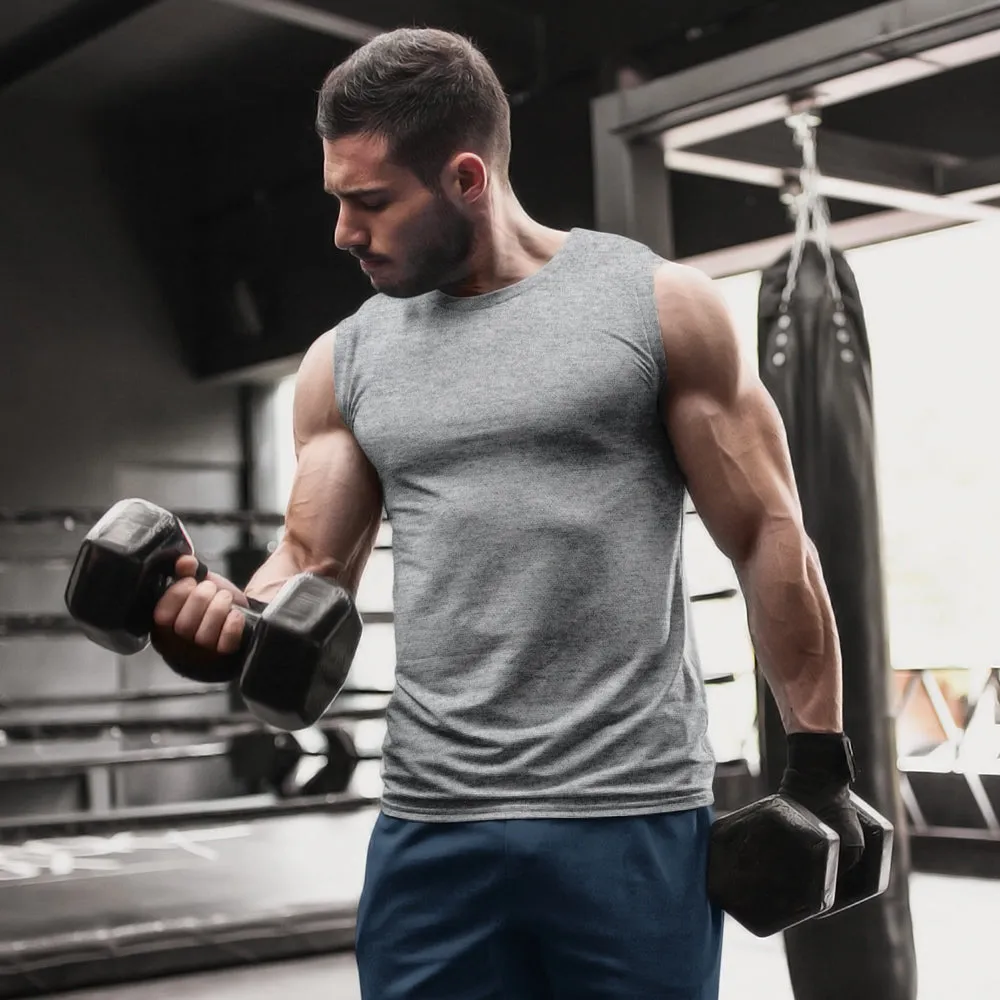 Sleeveless T shirt - Grey Melange