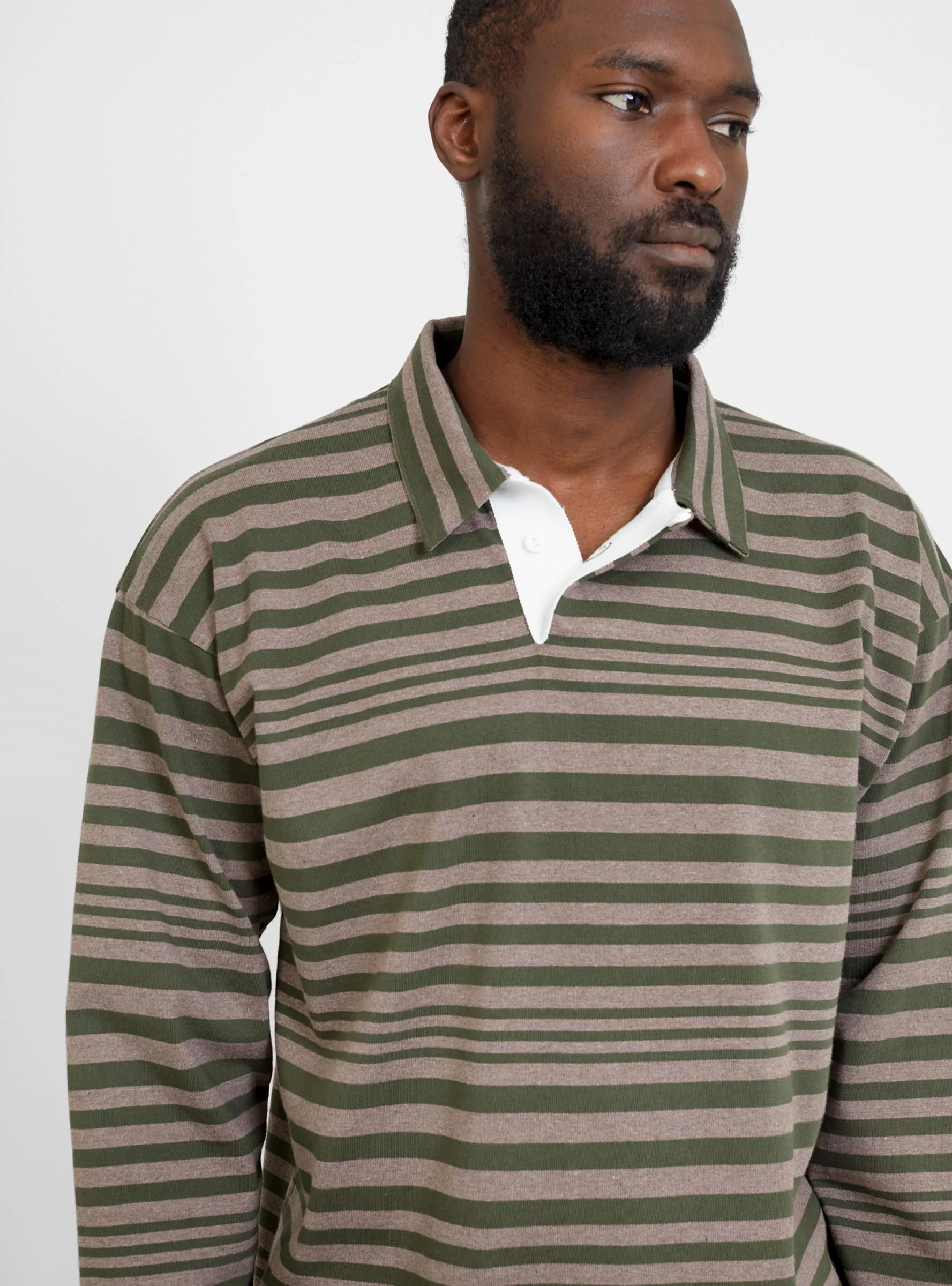 Stripe Rugby Shirt Brown & Olive