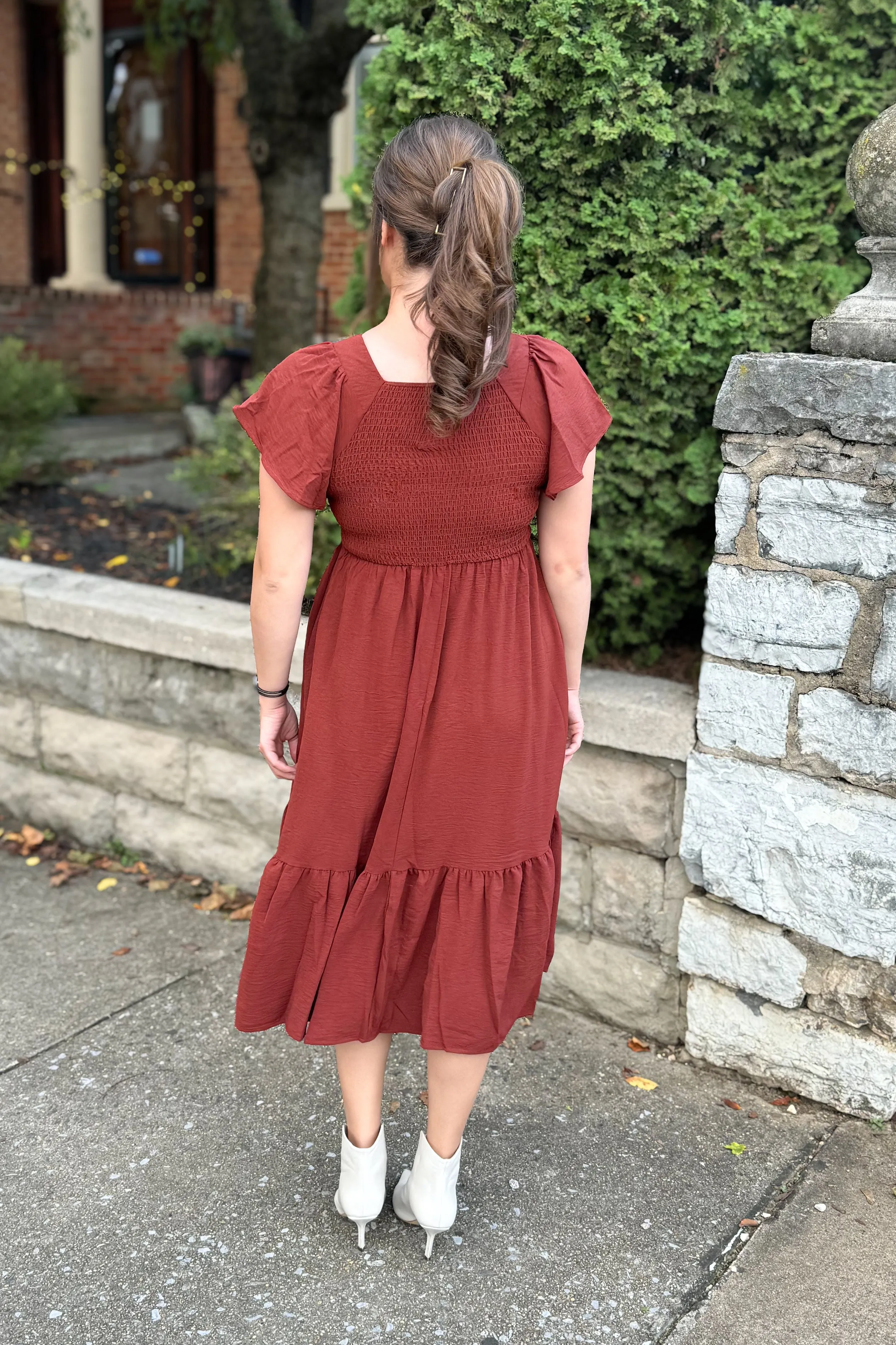 The Kendall Midi Dress in Autumn Spice