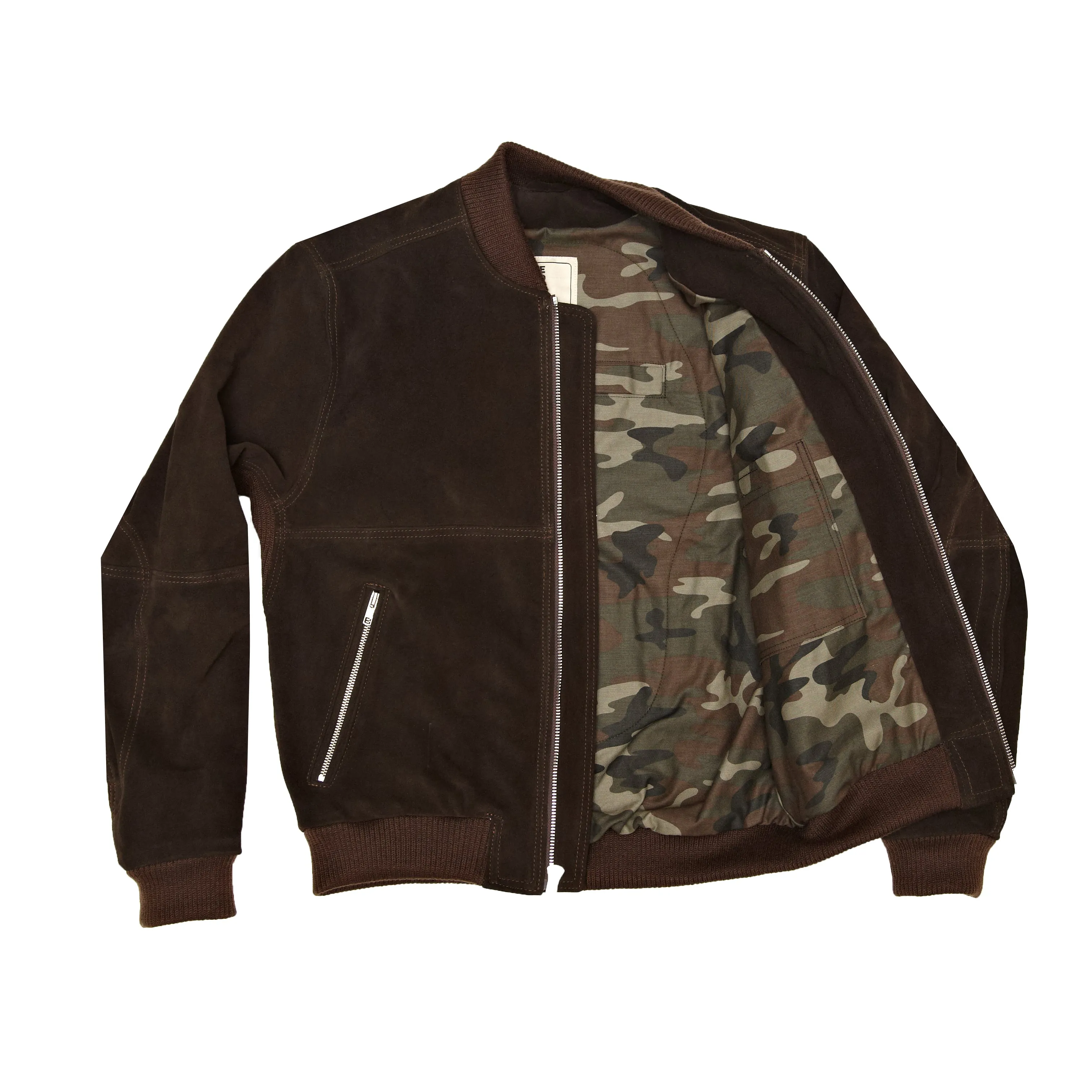 THE MARCY Suede Bomber - CHOCOLATE