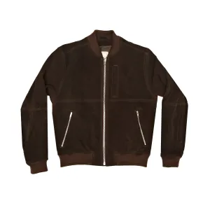 THE MARCY Suede Bomber - CHOCOLATE