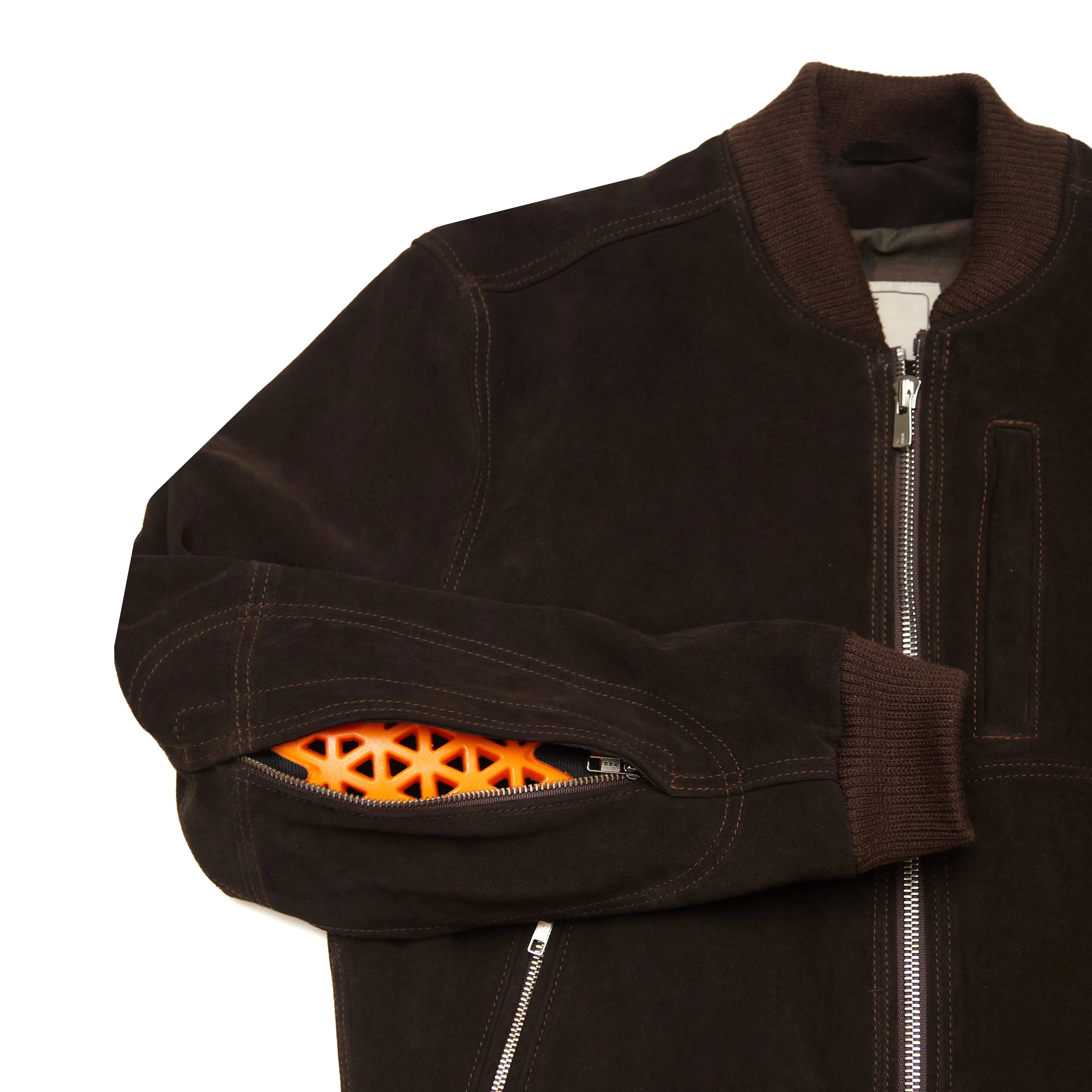 THE MARCY Suede Bomber - CHOCOLATE