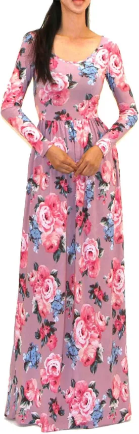 Vivicastle Women's USA Solid V-Neck 3/4 Sleeve Faux Wrap Waist Long Maxi Dress