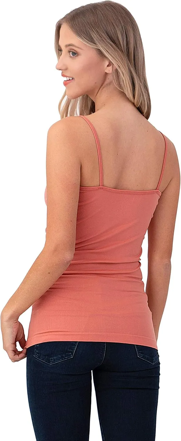 Women Sexy Criss Cross Front Spaghetti Strap Basic Round HollowOut Neck Seamless Camisole Tank Top