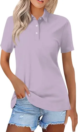 Womens Golf Shirt Polo Shirts for Women Short Sleeve Button Lapel Collared Summer Tops Casual Work Basic Tees