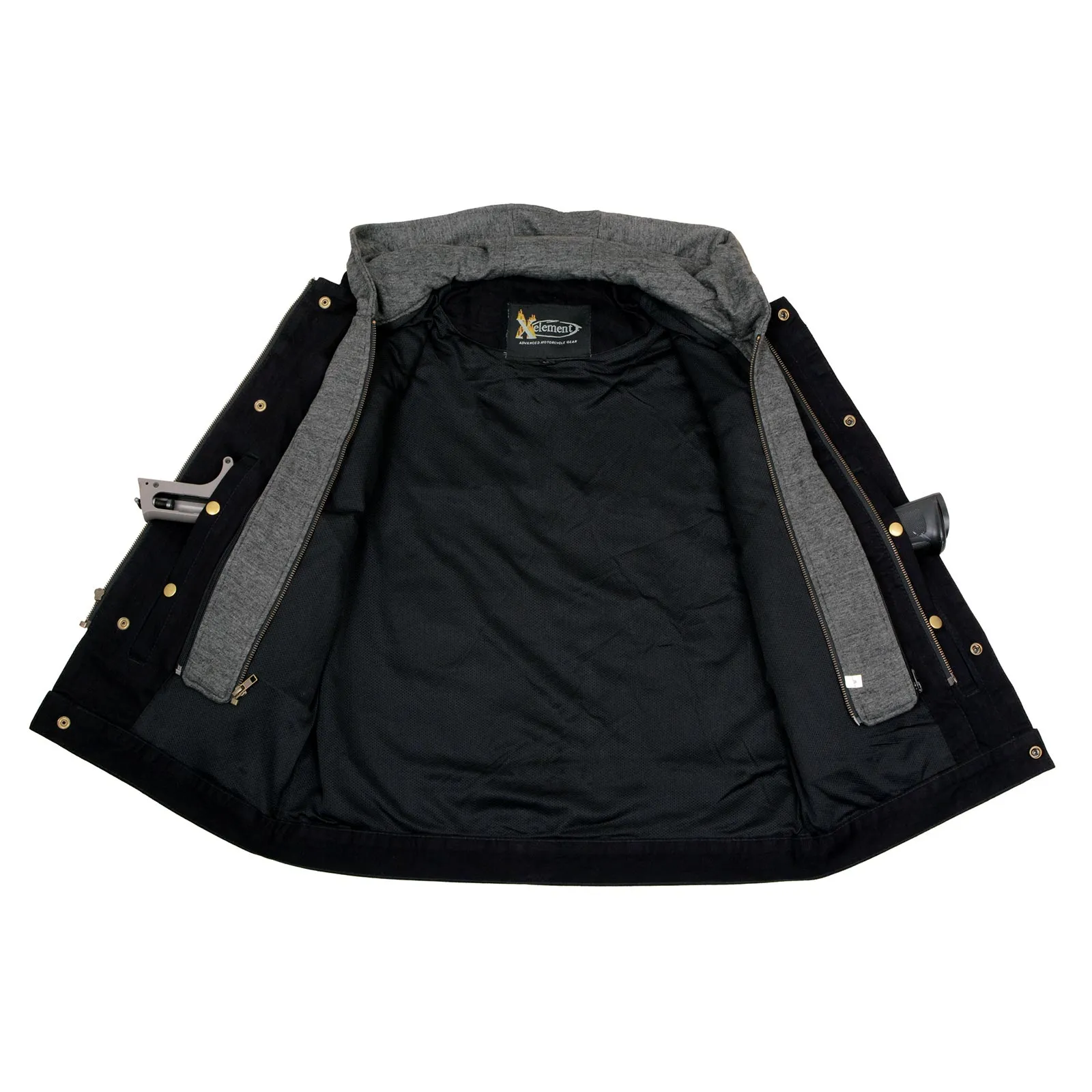 Xelement XS13050 Men's 'Rustic' Black Denim Motorcycle Riding Vest