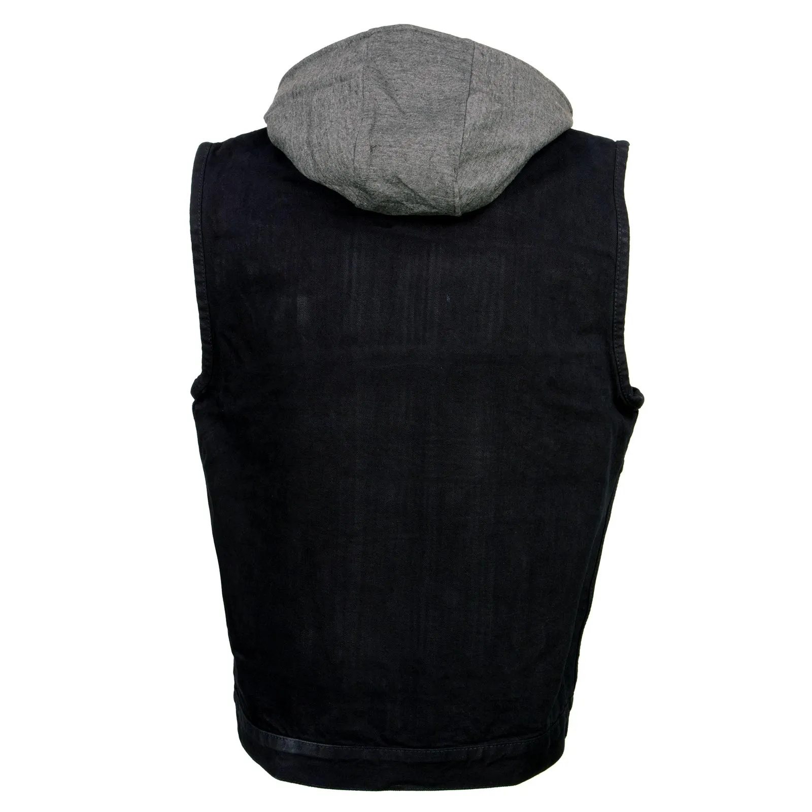 Xelement XS13050 Men's 'Rustic' Black Denim Motorcycle Riding Vest