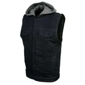 Xelement XS13050 Men's 'Rustic' Black Denim Motorcycle Riding Vest