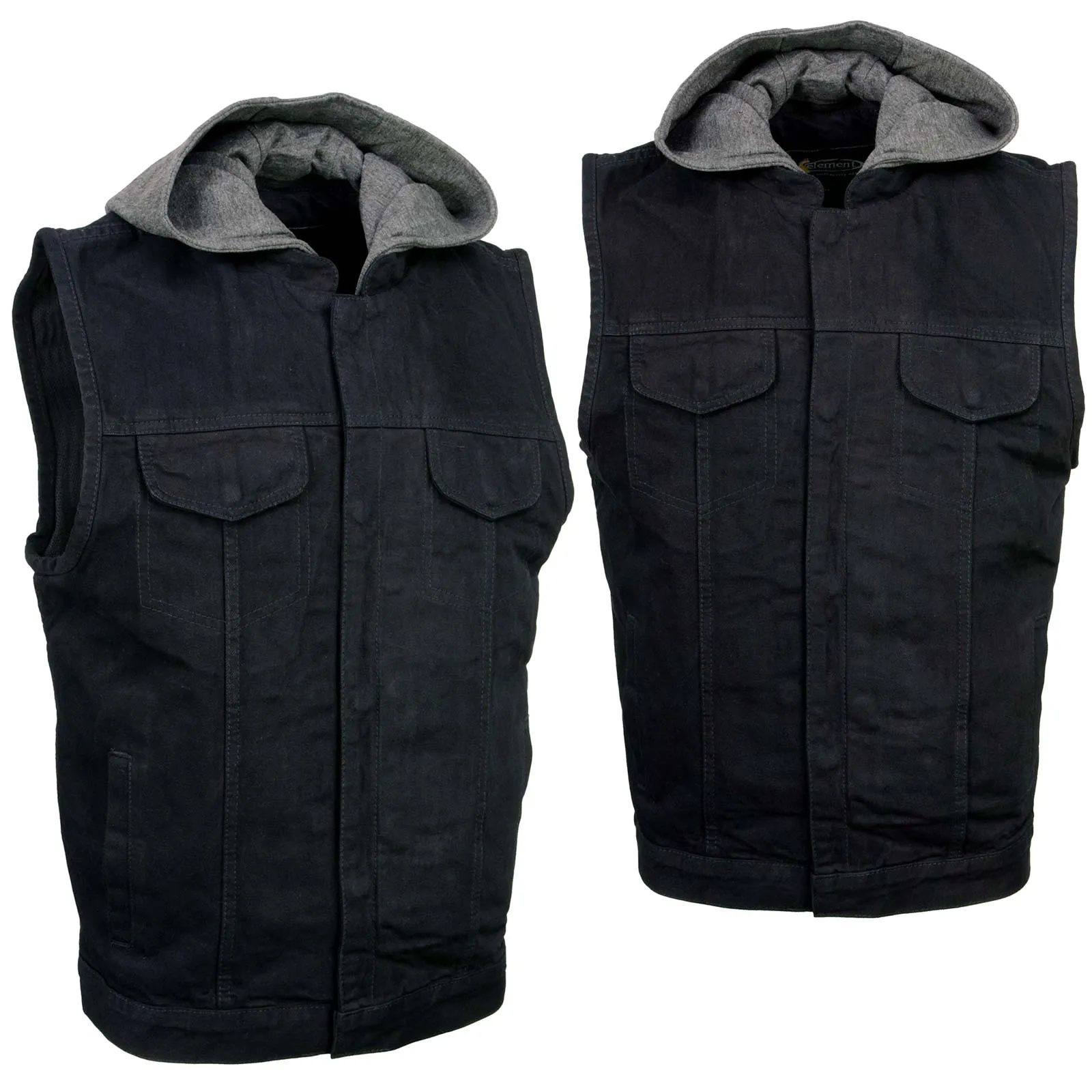 Xelement XS13050 Men's 'Rustic' Black Denim Motorcycle Riding Vest